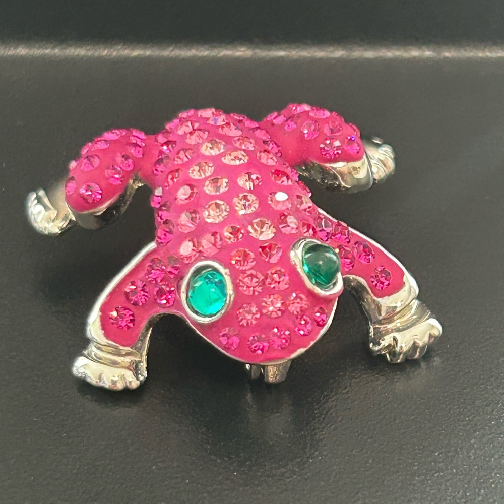 Pink Crystal Frog Brooch Pin